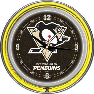 NHL Pittsburgh Penguins Neon Clock   14 inch Diameter