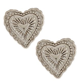 Southwest Moon Silvertone Heart Concho Post Earrings