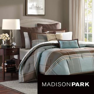 Madison Park Davenport Blue/ Brown 8 piece Comforter Set