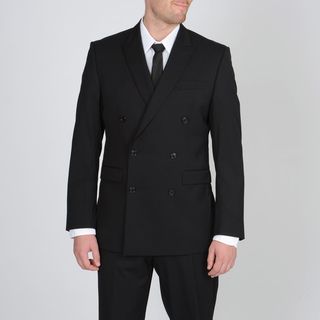 Calvin Klein Mens Black Double Breasted Wool Suit