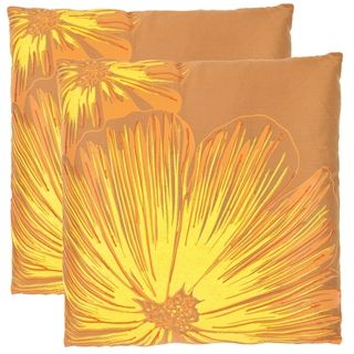 Botanical 22 inch Orange/ Yellow Decorative Pillows (Set of 2