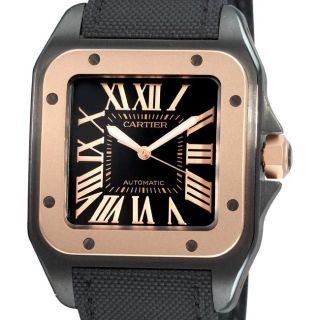 Cartier Mens Santos 100 Rose Gold Automatic Watch