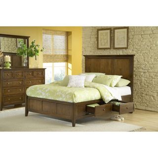 Modern Shaker Four Drawer Solid Mahogany Storage Bed in Truffle