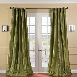 Fern Green Solid Faux Silk Taffeta 96 inch Curtain Panel
