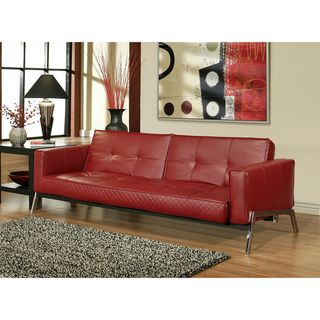 Abbyson Living Frankfurt Red Faux Leather Convertible Sofa