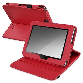 BasAcc Red Leather Swivel Case for  Kindle Fire HD 7 inch