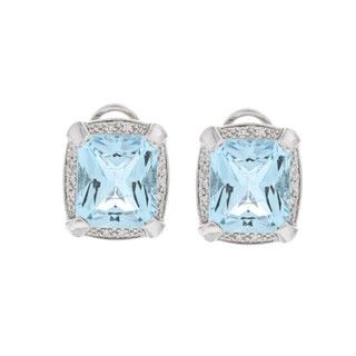 Oro Leoni Sterling Silver Blue Topaz and Diamond Accent Earrings