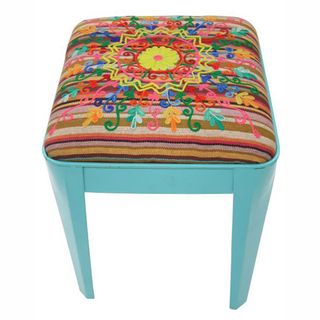 Rug Collective Ethnic Chic Turquoise Ottoman Stool