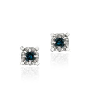 DB Designs Sterling Silver 1/8ct TDW Blue Diamond Crown Earrings Today