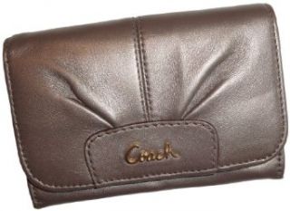 Womens Coach Ashley Leather Compact Clutch Wallet Steel