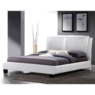 Sabrina White Modern King size Bed with Overstuffed Headboard