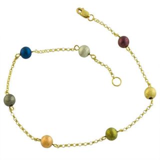 Fremada 14k Yellow Gold Colors of Gold Bead Station Anklet Today $