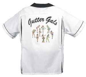 Gutter Gals Bowling Shirt White & Black Classic   2X
