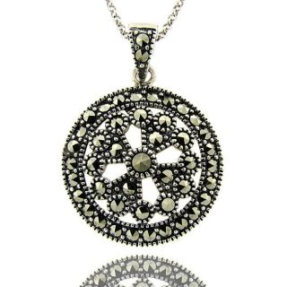 Sterling Silver Marcasite Medallion Necklace