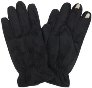 Isotoner Mens Smartouch Brushed Micro Fiber Gloves, Black