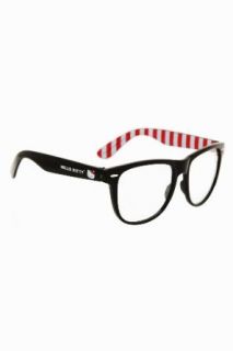 Hello Kitty Black Red Stripe Retro Clear Lens Glasses
