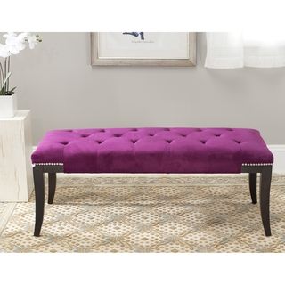 Florence Purple Tufted Nailhead Bench