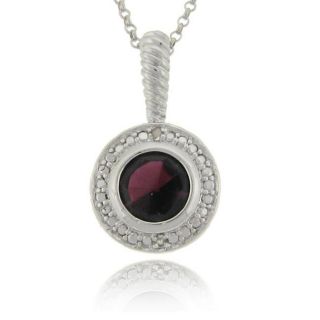 Sterling Silver Garnet and Diamond Accent Necklace