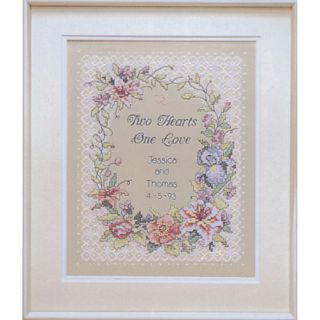 Dimensions Two Hearts Wedding Record Stamped Cross Stitch Kit Today