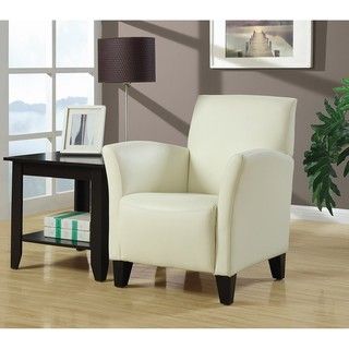 Ivory Leather like Accent Chair
