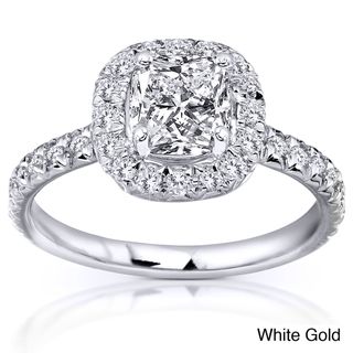 14k White, Yellow, or Rose Gold 1 3/8ct TDW Cushion Diamond Engagement