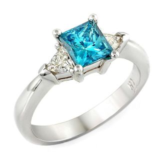 14k Gold 1 1/3ct TDW Princess Blue Diamond Ring (SI1) (Size 6.75