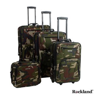 Rockland Deluxe Camouflage 4 piece Luggage Set