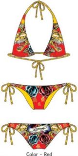 Ed Hardy Tiger Rose Swimwear Bikinis. EDW101H (RED,L