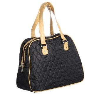 Ellen Tracy Black/ Vachetta Quilted Carry On Tote