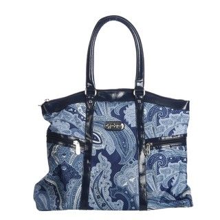Jessica Simpson Spoonful of Sugar Blue Paisley Laptop Hobo Tote