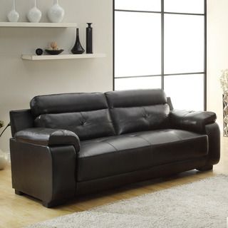 Arcata Black Bonded Leather Sofa