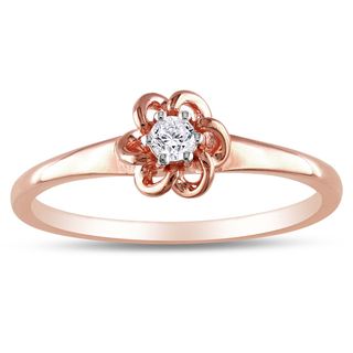 Miadora 10k Pink Gold 1/10ct TDW Diamond Flower Ring