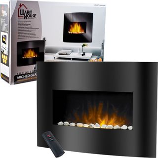 Warm House Black Arched Glass Electric Fireplace