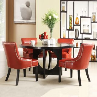 Westmont 5 piece Hot Red Faux Leather 54 inch Round Dining Set