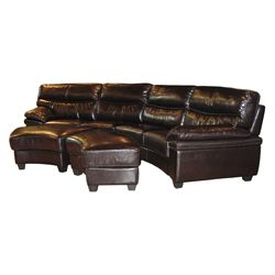 Chocolate Brown Sectional Sofa and Two Ottomans