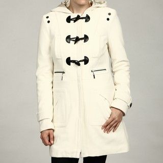 Blanc Noir Womens Winter White Hooded Toggle Coat FINAL SALE