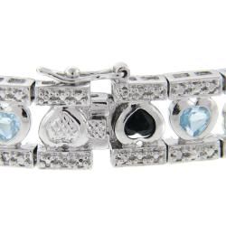 Sterling Silver Sapphire, Blue Topaz and Diamond Accent Heart Bracelet