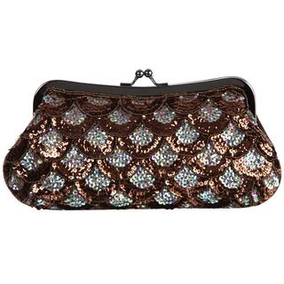 Carlo Fellini Sunflower Coral Sequined Evening Bag