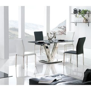 Stainless Steel Dining Table with Dining Chairs 5 piece Set