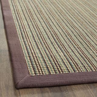 Hand woven Stripes Multicolor/ Purple Fine Sisal Rug (5 x 8) Compare