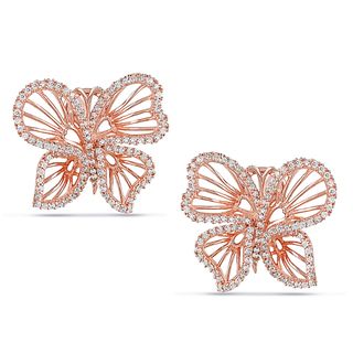 Miadora Rose plated Silver Cubic Zirconia Butterfly Earrings
