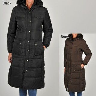 Excelled Womens Black Quilted Hooded Puffer Jacket