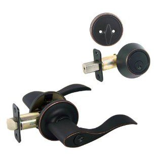 Kingston Oil Rubbed Bronze Entry Lever with Matching Single Cylinder