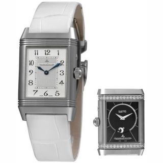 Jaeger LeCoultre Womens Reverso Duetto White Strap Diamond Watch