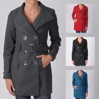 Ci Sono by Journee Juniors Double breasted Belted Long Coat
