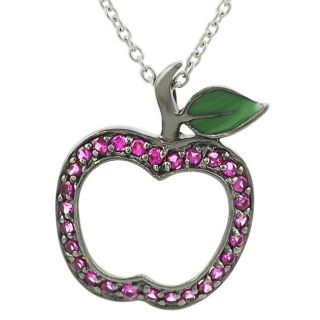 Tressa Sterling Silver Pink CZ Apple Necklace