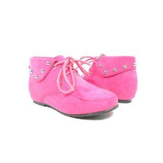 New Toddler Youth Girls Faux Suede Pink Fuchsia Lace up Ankle High