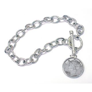 Sterling Silver Year To Remember Dime Coin Toggle Bracelet