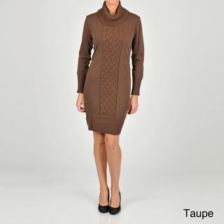 Lennie for Nina Leonard Womens Draped Turtleneck Sweater Dress