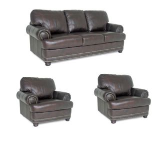 Spencer Leather Sofa and Two Chairs